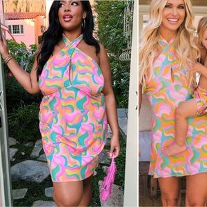 MuMu X Barbie Go Go Mini Dress Barbie Party Wave XL Retro 70s Disco